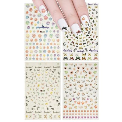Wrapables 4 Sheets Nail Stickers Nail Art Set - Butterflies Nail Stickers Image 1