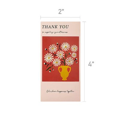 Wrapables 4" x 2" Rectangular Thank You Sealing Stickers and Package Labels (100pcs), Floral Vase Image 1