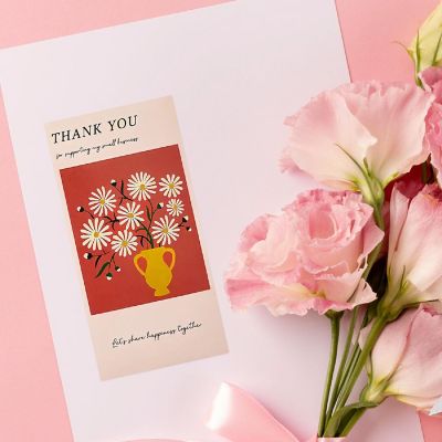 Wrapables 4" x 2" Rectangular Thank You Sealing Stickers and Package Labels (100pcs), Floral Vase Image 3