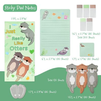 Wrapables 440 Sheets Sticky Notes Set, Otters Image 1