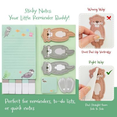 Wrapables 440 Sheets Sticky Notes Set, Otters Image 2