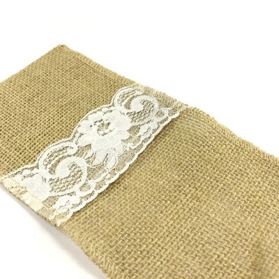 Wrapables 8.75 x 4.5 Inch Vintage Natural Burlap Cutlery Holder (10pcs) Image 1