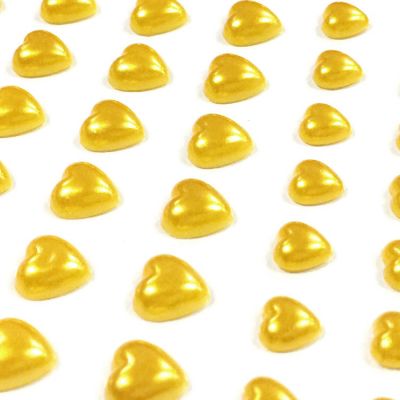 Wrapables 84 Piece Acrylic Adhesive Heart Gems, Gold Image 1