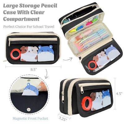 Wrapables 9 Compartment Large Capacity Pencil Case, Black Image 1