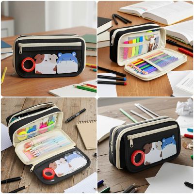 Wrapables 9 Compartment Large Capacity Pencil Case, Black Image 2