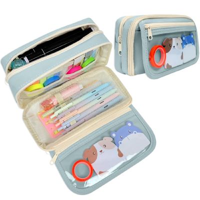 Wrapables 9 Compartment Large Capacity Pencil Case, Blue Image 1