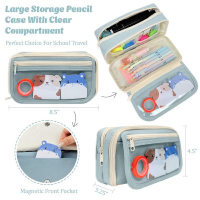 Wrapables 9 Compartment Large Capacity Pencil Case, Blue Image 1