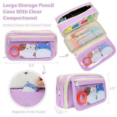Wrapables 9 Compartment Large Capacity Pencil Case, Lavender Image 1
