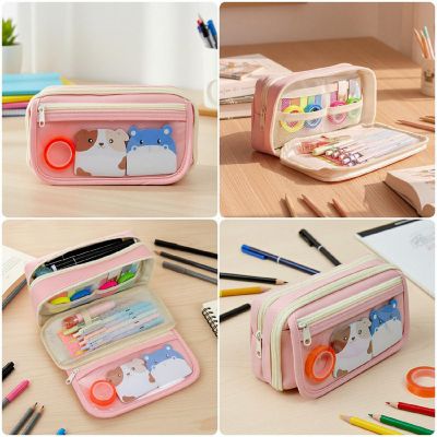 Wrapables 9 Compartment Large Capacity Pencil Case, Pink Image 2
