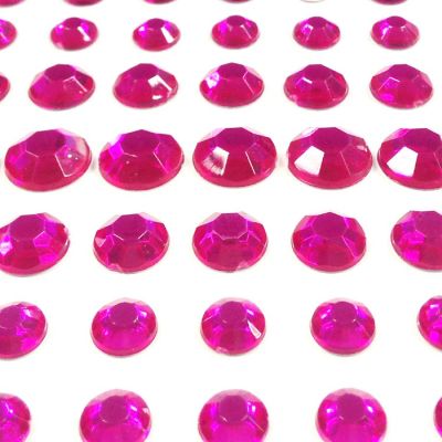 Wrapables 91 Pieces Crystal Diamond Sticker Adhesive Rhinestones 4/6/8/12mm, Fuchsia Image 1