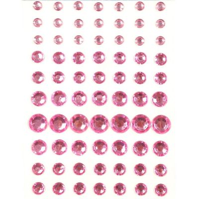 Wrapables 91 Pieces Crystal Diamond Sticker Adhesive Rhinestones 4/6/8/12mm, Pink Image 1