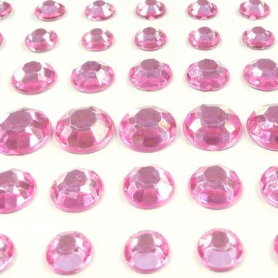 Wrapables 91 Pieces Crystal Diamond Sticker Adhesive Rhinestones 4/6/8/12mm, Pink Image 1