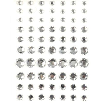 Wrapables 91 Pieces Crystal Diamond Sticker Adhesive Rhinestones 4/6/8/12mm, Silver Image 1