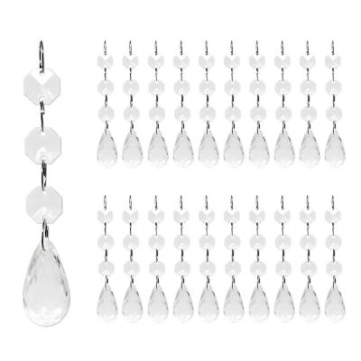 Wrapables Acrylic Hanging Crystal Bead Strands for Chandeliers, Garlands, Wedding Decorations, Christmas Tree Ornaments (20pcs), Teardrop Image 1