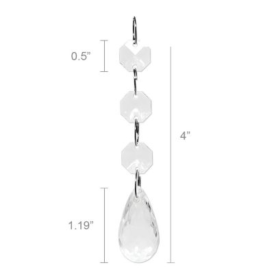 Wrapables Acrylic Hanging Crystal Bead Strands for Chandeliers, Garlands, Wedding Decorations, Christmas Tree Ornaments (20pcs), Teardrop Image 1