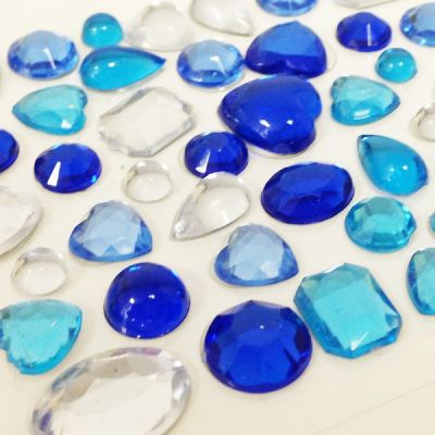 Wrapables Acrylic Self Adhesive Crystal Gem Stickers, Blues (2pk) / Blues Image 1
