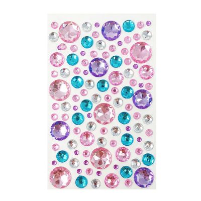 Wrapables Acrylic Self Adhesive Crystal Rhinestone Gem Stickers, Jewel Pink Blue Lilac Image 1