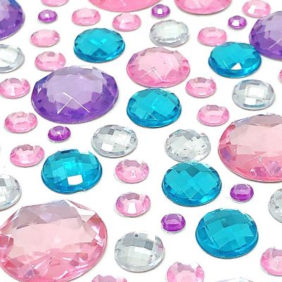 Wrapables Acrylic Self Adhesive Crystal Rhinestone Gem Stickers, Jewel Pink Blue Lilac Image 1
