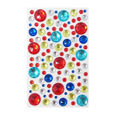 Wrapables Acrylic Self Adhesive Crystal Rhinestone Gem Stickers, Jewel Primary Colors Image 1