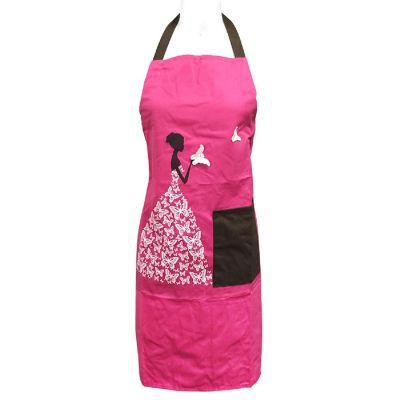 Wrapables Admiring Butterflies Apron With Adjustable Straps, Hot Pink Image 1