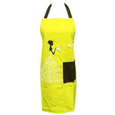 Wrapables Admiring Butterflies Apron With Adjustable Straps, Yellow Image 1