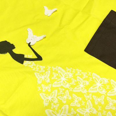 Wrapables Admiring Butterflies Apron With Adjustable Straps, Yellow Image 3