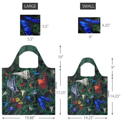 Wrapables AllyBag Collection Large and Small Reusable Shopping Bags (Set of 2), Butterflies Image 1