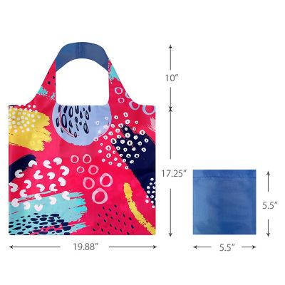 Wrapables Allybag Foldable & Lightweight Reusable Grocery Bag, 3 Pack, Abstract Artwork Image 1