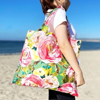 Wrapables Allybag Foldable & Lightweight Reusable Grocery Bag, 3 Pack, Butterflies and Floral Image 3