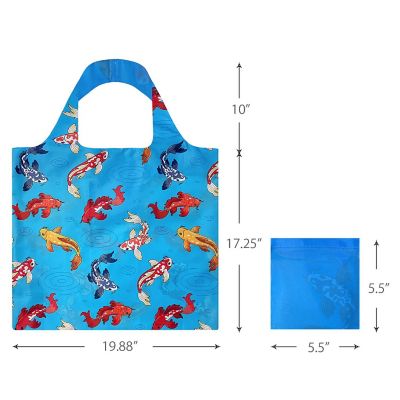 Wrapables Allybag Foldable & Lightweight Reusable Grocery Bag, 3 Pack, Fish, Cranes and Porcupines Image 1