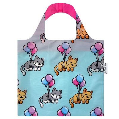Wrapables Allybag Foldable & Lightweight Reusable Grocery Bag, Balloon Cat Image 1