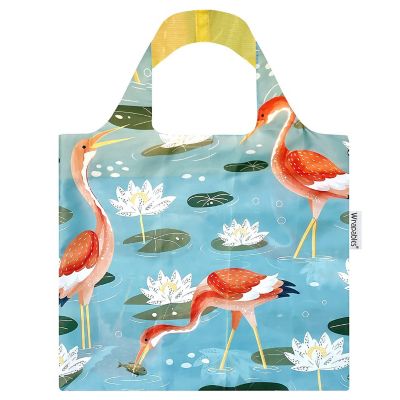 Wrapables Allybag Foldable &amp; Lightweight Reusable Grocery Bag, Cranes Image 1