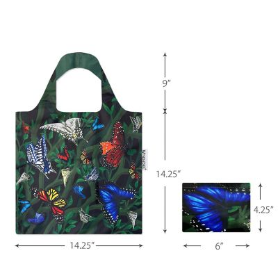 Wrapables Allybag Foldable & Lightweight Reusable Grocery Bag, Grab & Go Butterflies Image 1