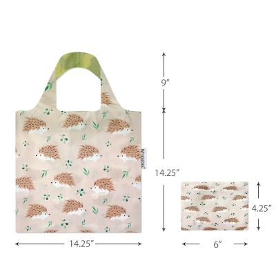 Wrapables Allybag Foldable & Lightweight Reusable Grocery Bag, Grab & Go Hedgehogs Image 1