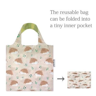 Wrapables Allybag Foldable & Lightweight Reusable Grocery Bag, Grab & Go Hedgehogs Image 3