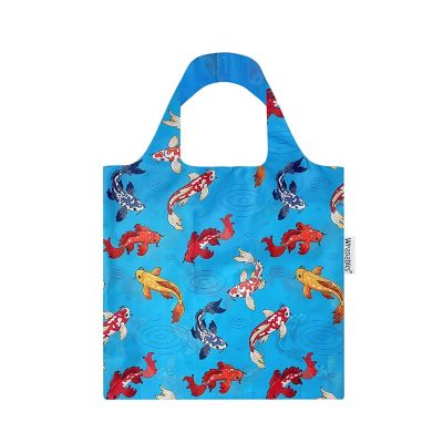 Wrapables Allybag Foldable & Lightweight Reusable Grocery Bag, Grab & Go Koi Fish Image 1