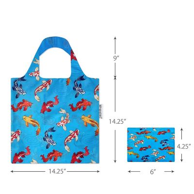 Wrapables Allybag Foldable & Lightweight Reusable Grocery Bag, Grab & Go Koi Fish Image 1