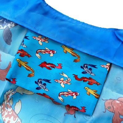 Wrapables Allybag Foldable & Lightweight Reusable Grocery Bag, Grab & Go Koi Fish Image 2