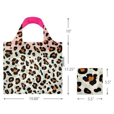 Wrapables Allybag Foldable &amp; Lightweight Reusable Grocery Bag, Leopard Beige Image 1