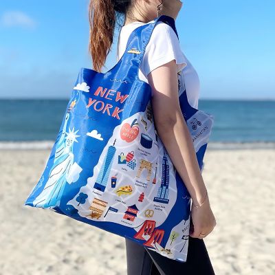 Wrapables Allybag Foldable & Lightweight Reusable Grocery Bag, New York Image 2