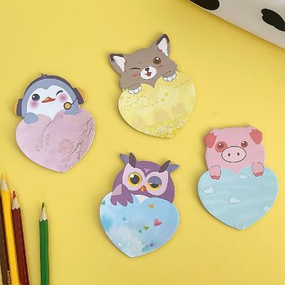 Wrapables Animal Hearts Sticky Notes (Set of 2), Pig, Fox, Owl, Penguin Image 2