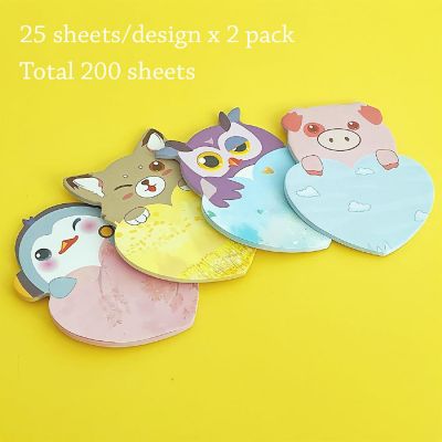 Wrapables Animal Hearts Sticky Notes (Set of 2), Pig, Fox, Owl, Penguin Image 3