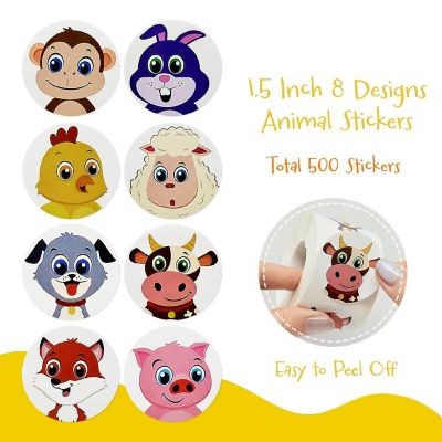 Wrapables Animal Sticker Roll (500pcs), Farm Image 1