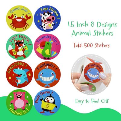 Wrapables Animal Sticker Roll (500pcs), Inspirational Image 1