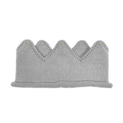 Wrapables Baby Boy & Girl Birthday Party Knitted Crown Headband Beanie Cap Hat, Gray Image 1
