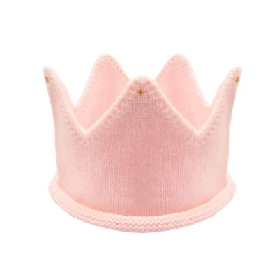 Wrapables Baby Boy & Girl Birthday Party Knitted Crown Headband Beanie Cap Hat, Pink Image 1