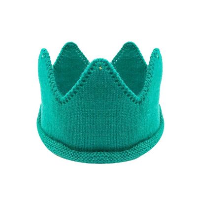 Wrapables Baby Boy & Girl Birthday Party Knitted Crown Headband Beanie Cap Hat, Teal Image 1