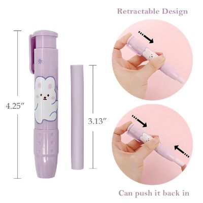 Wrapables Bear &amp; Bunny Clickable Push Button Erasers, Retractable Erasers with Refills (Set of 2) Image 1