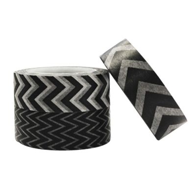 Wrapables Black and White Chevron 10M x 15mm Washi Masking Tape (set of 3) Image 2