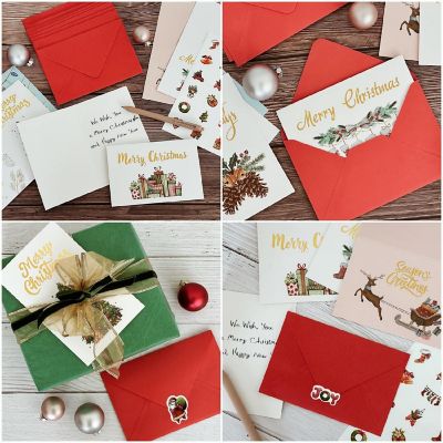 Wrapables Blank Gold Foil Christmas Greeting Cards With Envelopes ...